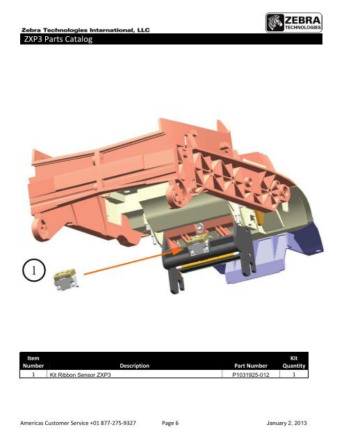 Zebra® ZXP Series 3™ Card Printer Spare Parts Catalog