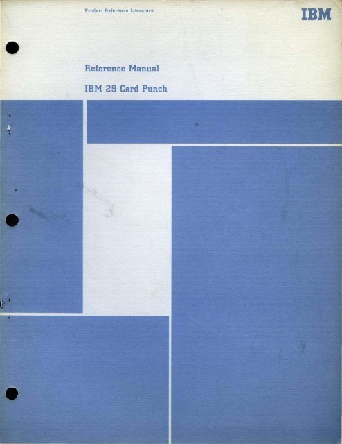 Reference Manual IBM 29 Card Punch - Mass:Werk