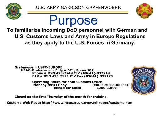 US Forces Customs Europe Customs Field Office In - USAG ...