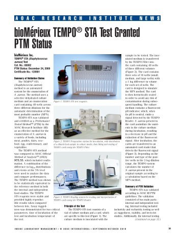 TEMPO STA AOAC ILM article, Sept/Oct 2010 - bioMerieux