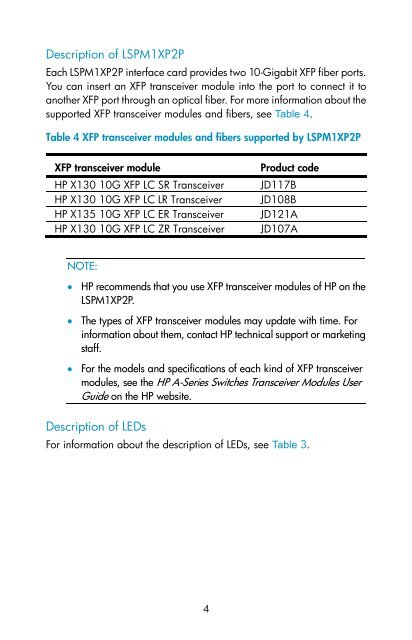 HP CX4 & XFP Interface Cards User Guide - HP Business Support ...