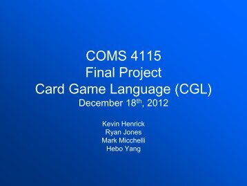 COMS 4115 Final Project Card Game Language (CGL)