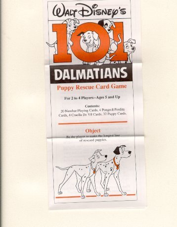 101 Dalmations Puppy Rescue Card Game Instructions - Hasbro