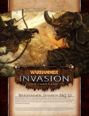 Warhammer: Invasion FAQ 1 - Fantasy Flight Games