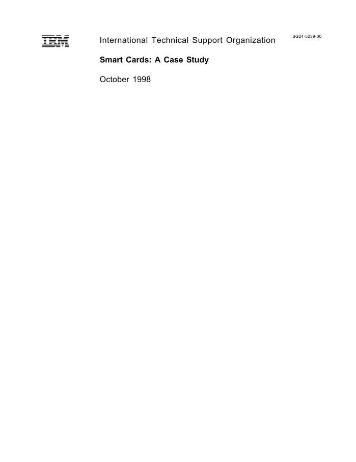 Smart Cards: A Case Study - IBM Redbooks