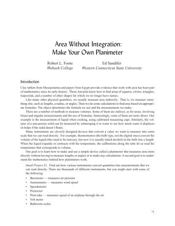 Area Without Integration: Make Your Own Planimeter - Wabash ...