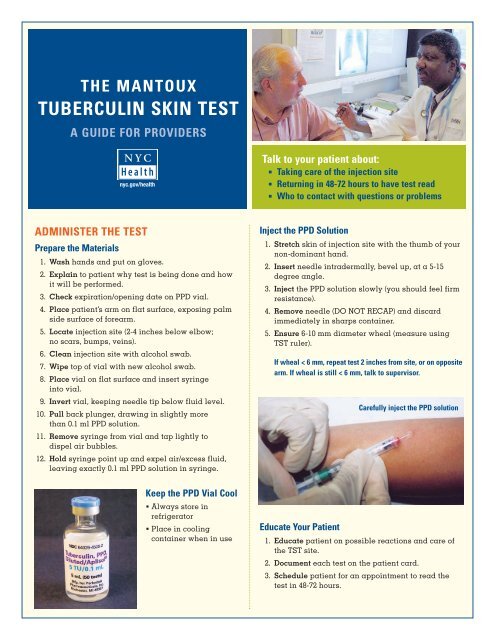 Mantoux Tuberculin Skin Test Tst Screening Guide