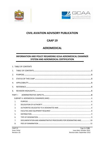 CIVIL AVIATION ADVISORY PUBLICATION CAAP 19 AEROMEDICAL