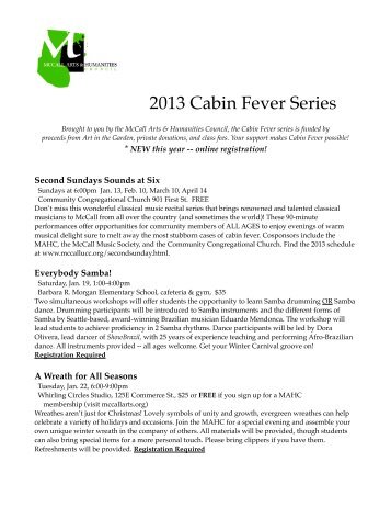 Cabin Fever 2013 - The McCall Arts & Humanities Council