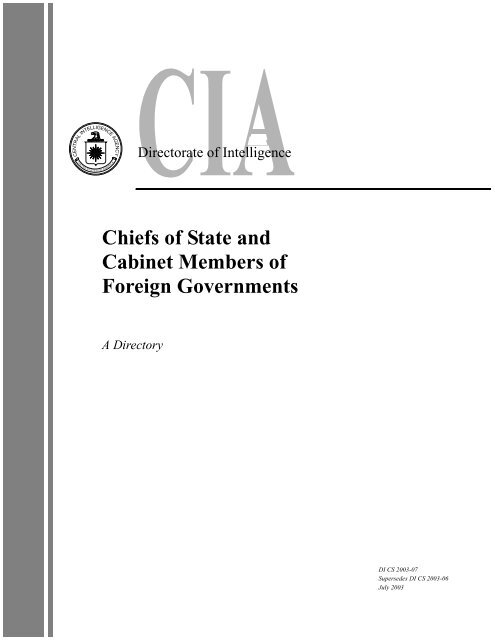 Chiefs of State and Cabinet Members of Foreign Governments - CIA