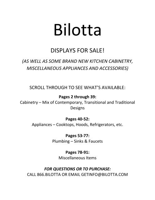 Displays For Sale Bilotta Kitchen Design Center