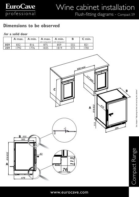 Eurocave Compact Integrated Wine Cabinet Product Dimensions