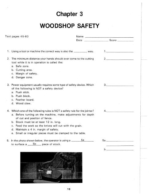 Chapter 3 WOODSHOP SAFETY - Bssd.net