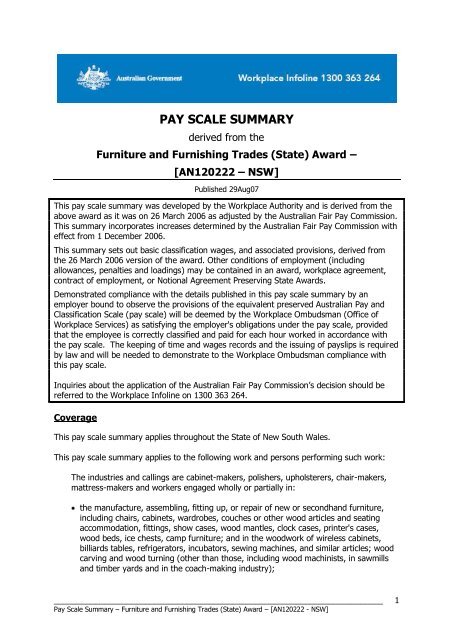 Pay Scale Summary Fair Work Ombudsman