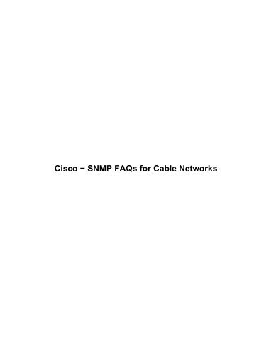 Cisco - SNMP FAQs for Cable Networks - DOCSIS Home Page