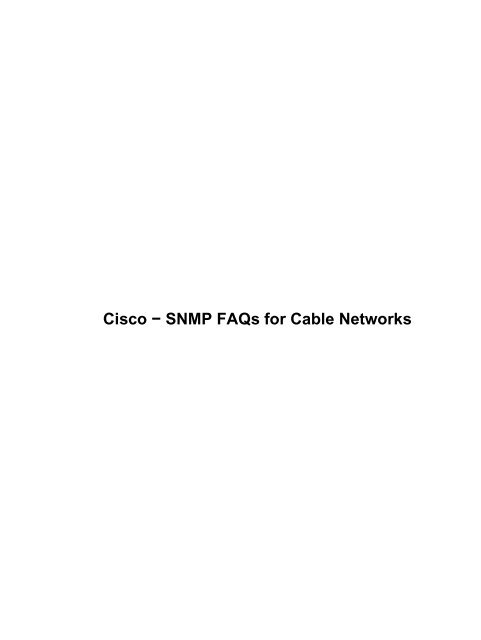 Cisco - SNMP FAQs for Cable Networks - DOCSIS Home Page