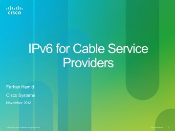 IPv6 for Cable Service Providers