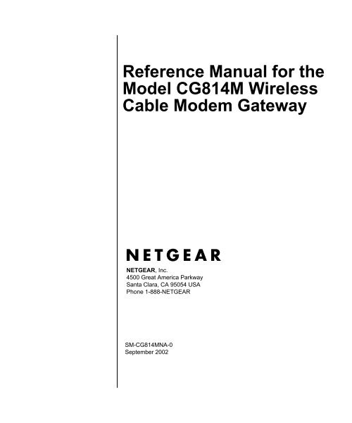 Reference Manual for the Model CG814M Wireless Cable ... - netgear