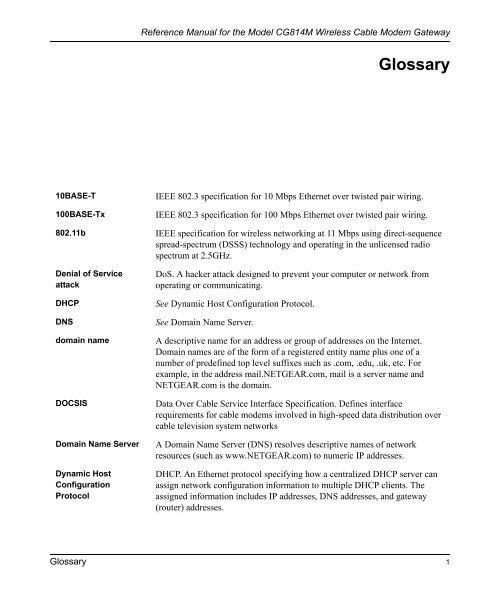 Reference Manual for the Model CG814M Wireless Cable ... - netgear