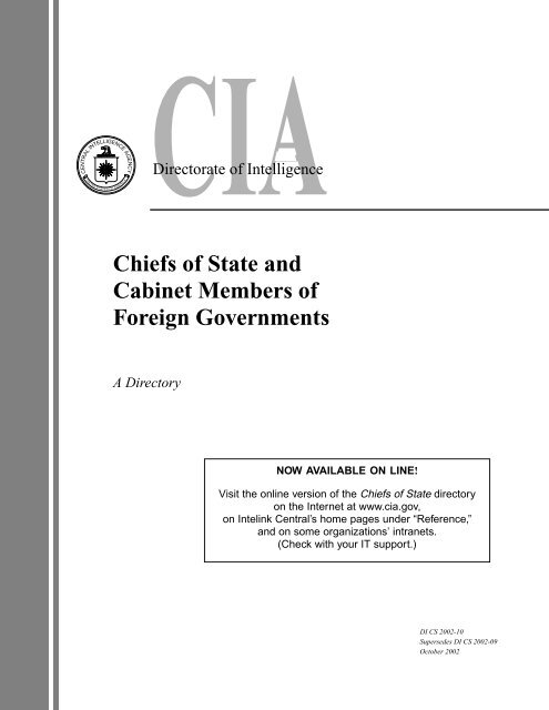 Chiefs Of State And Cabinet Members Of Foreign Governments Cia
