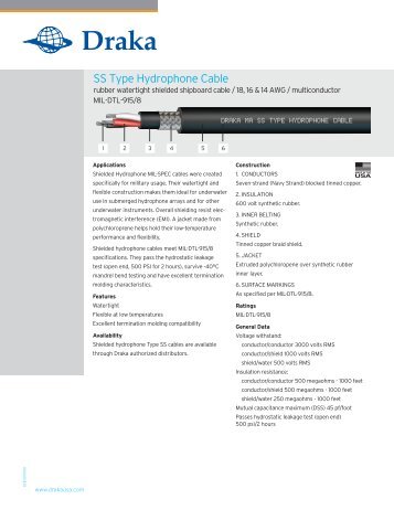 SS Type Hydrophone Cable - Prysmian Cables and Systems