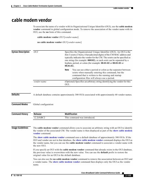 Cisco Broadband Cable Command Reference Guide