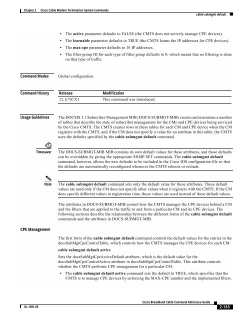 Cisco Broadband Cable Command Reference Guide