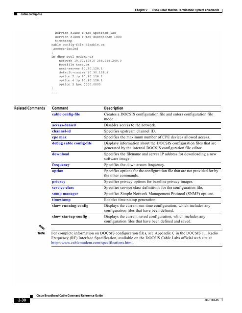 Cisco Broadband Cable Command Reference Guide