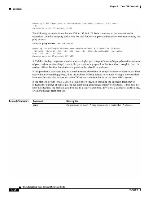 Cisco Broadband Cable Command Reference Guide