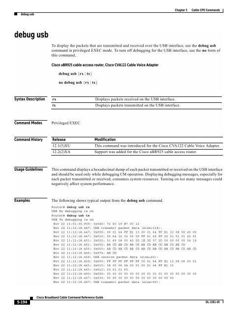 Cisco Broadband Cable Command Reference Guide