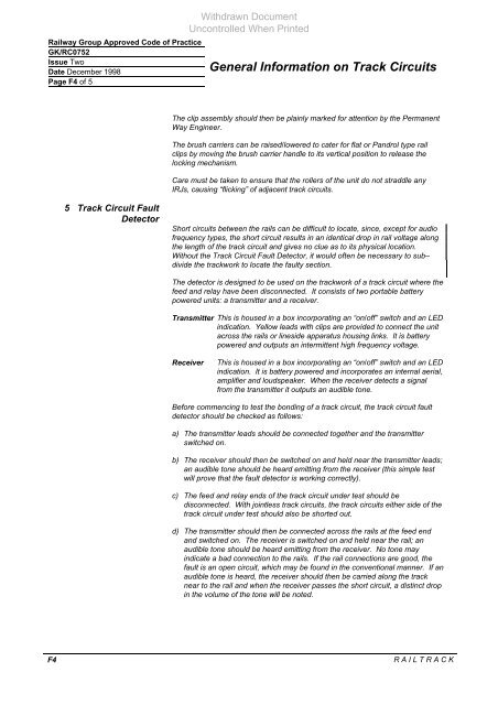 General Information on Track Circuits - RGS Online