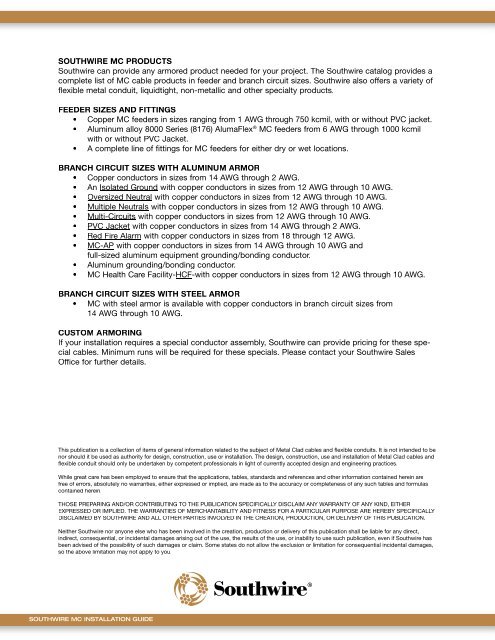 MEGA MC Cable Installation & Application Guide - Southwire