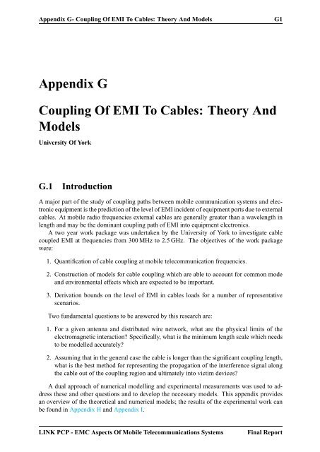 Coupling Of EMI To Cables - Applied Electromagnetics Group ...