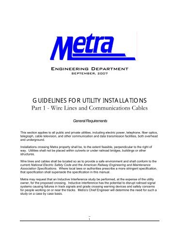 GUIDELINES FOR UTILITY INSTALLATIONS Part 1 - Wire ... - Metra