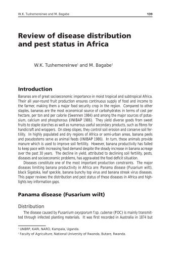 Review of disease distribution and pest status in Africa - Musalit