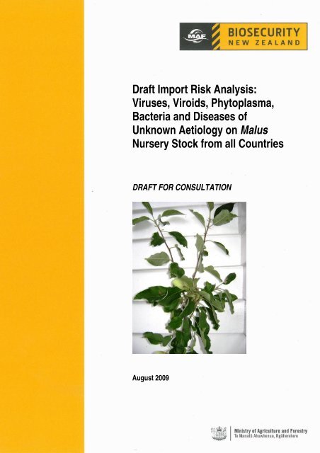 Draft Import Risk Analysis - Biosecurity New Zealand