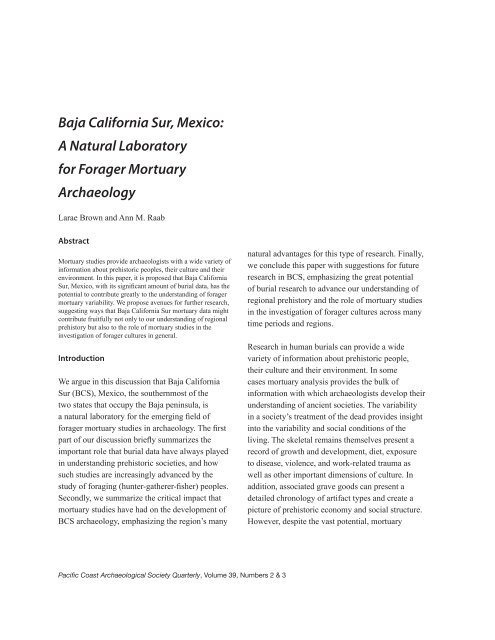 Baja California Sur, Mexico - Pacific Coast Archaeological Society