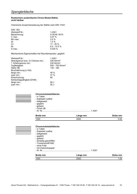 Spenglerei-Produkte 2012 / 13 - Oscar Prevost AG