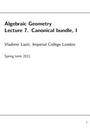 Algebraic Geometry Lecture 7. Canonical bundle, I