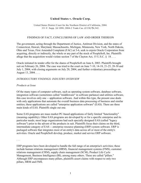 United States v. Oracle Corp., 331 F. Supp - Fordham University