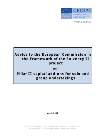 Advice to the European Commission in the Framework of ... - EIOPA