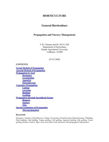 PROPAGATION AND NURSERY MANAGEMENT