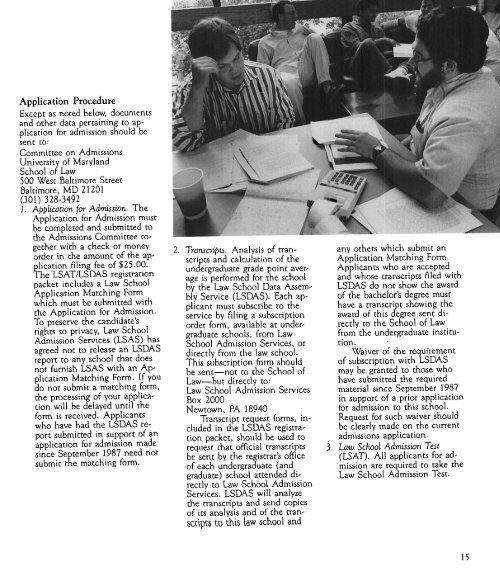 University of Maryland School of Law : Catalog, 1988-1989