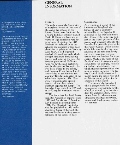 University of Maryland School of Law : Catalog, 1988-1989