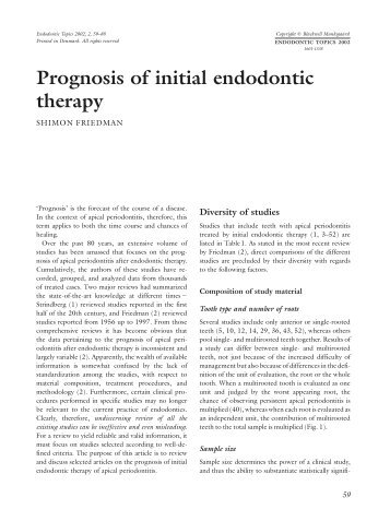 Prognosis of initial endodontic therapy - The EndoExperience