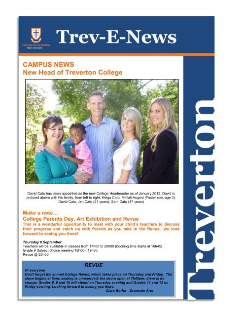 CAMPUS NEWS New Head of Treverton College - Treverton Schools