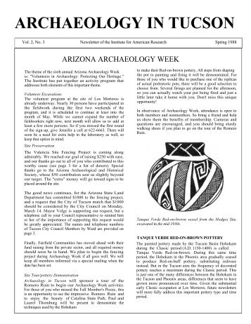 ARCHAEOLOGY IN TUCSON - Archaeology Southwest