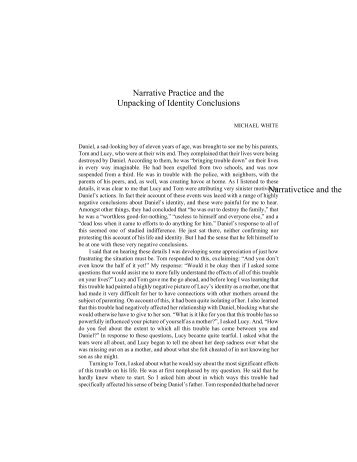 Narrativctice and the Narrative Practice and the Unpacking ... - PsyBC