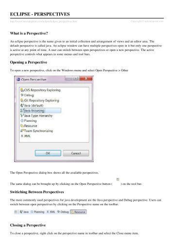 Eclipse - Perspectives - Tutorials Point