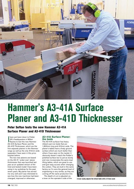 Hammer A3-41 Planer - Peter Sefton Furniture School